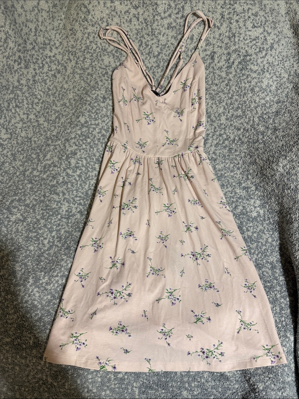 Forever 21 Blush Floral Midi Dress with Purple & Green Accents